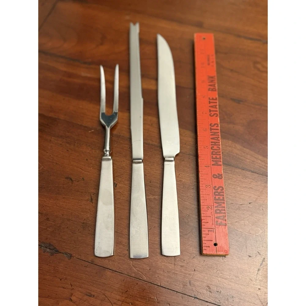 Vintage Mid Century Modern Capri Italy Stainless Steel 3 Piece Carving Set Knife
